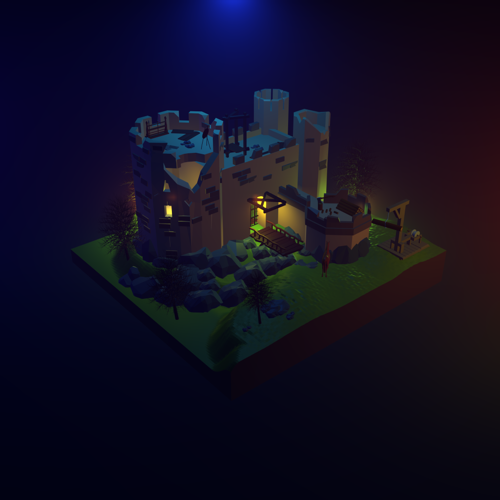 Low Poly Castle Scene preview image